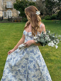 Hulianfu A Line Floral Printing Dress Midi Sexy Dress Prom Club Night Dresses Summer Bodycon Women Party Dress Dress Elegant