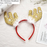 HULIANFU 2023 LuanQI Christmas Headbands for Children Adult Hair Band Red Christmas Santa Claus Snowman Antlers Headband Xmas Decoration Gifts