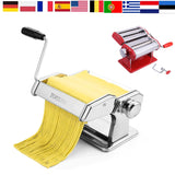 HULIANFU Pasta Maker,Stainless Steel Manual Pasta Maker Machine Perfect for Homemade Spaghetti, Fettuccini, Lasagna,or Dumpling Skins