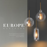 HULIANFU Sliver Bronze Loft Modern Pendant Light Glass Ball Hanging Lamp Kitchen Light Fixture Dining Hanglamp  Living Room Luminaire