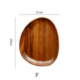 HULIANFU Whole Wood lovesickness Wood Irregular Oval Solid Wood Pan Plate Fruit Dishes Saucer Tea Tray Dessert Dinner Plate Tableware Set