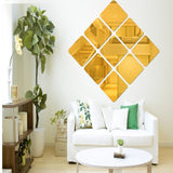 HULIANFU Self-adhesive 3D Square Acrylic Mirror Wall Stickers DIY Free Combination Stickers For Living Room Porch Background Decoration