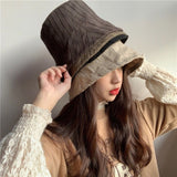 Hulianfu Bucket Hats Women Solid Simple Basic All-match Casual New Design Korean Fashion Sun Protection Streatwear Harajuku College Cozy