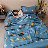 HULIANFU Luxury Summer Quilts Soft Emulation Silk Satin Quilted Quilt Machine Washable Air-conditioning Comforter Bedspread Thin Blanket
