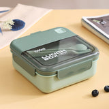 HULIANFU Lunch Box 2 Layers Grids Student Office Worker Microwave Hermetic Bento Box Outdoor Picnic Fruit Food Container with Fork Spoon