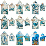 HULIANFU Sea Animals Hooded Beach Towel for Adult Kids Super Soft Childrens Beach Bath Towel Outdoor Poncho Bathrobe Towels