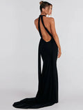 hulianfu Pullover Backless Lace Up Dress Women Off Shoulder Sleeveless Floor Length Long Robes Summer Female Sexy Prom Evening vestido