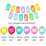 HULIANFU Ramadan Kareem Banner Latex Balloons Set Muslim Islamic Festival Party DIY Decoration Eid Al Adha Gifts