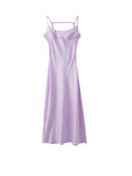 hulianfu Pink Camis Long Dresses Women Satin Cut Out Sleeveless Slip Dress Female Backless Sexy Party Dresses Summer Slit Midi Dress