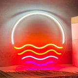 HULIANFU Sun Ocean LED Neon Sign Decor, Custom Made Neon Signs Aesthetic Wall Decor, Bedroom Decor, Home Decor, Room Decor