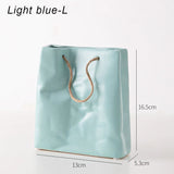 HULIANFU Nordic Creative Shopping Basket ceramic Vase Bag Decoration Simple Dried Flower Arrangement Vase Table Decoration