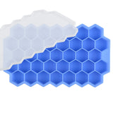 HULIANFU SILIKOLOVE Honeycomb Ice Cube Trays Reusable Silicone Ice cube Mold BPA Free Ice maker with Removable Lids