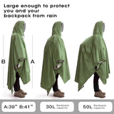 HULIANFU Portable Multifunctional 3 In 1 Rain Coat Hiking Camping Raincoat Poncho Mat Awning Durable Outdoor Activity Rain Gear Supplie