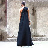 New Woman Loose One-shoulder Sexy Split-Joint Sleeveless Long Dress Plus Size Casual Party Dress for Women