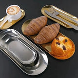 HULIANFU Nordic Style Gold Silver Stainless Steel Dessert Dining Plate Nut Cake Fruit Plate Towel Tray Snack Western Steak Kitchen Plate
