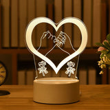HULIANFU Romantic Love 3D Acrylic Led Lamp for Home Children Night Light Table Lamp Birthday Party Decor Valentine Day Bedside Lamp