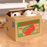 HULIANFU Panda Coin Box Kids Money Bank Automated Cat Thief Money Boxes Toy Gift for Children Coin Piggy Money Saving Box