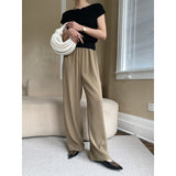Vertical high-quality elastic waist mopping wide-leg suit pants  early spring new style