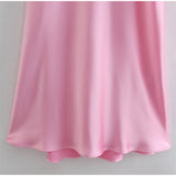 hulianfu Pink Camis Long Dresses Women Satin Cut Out Sleeveless Slip Dress Female Backless Sexy Party Dresses Summer Slit Midi Dress