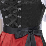Jasambac Dresses Women Retro 3pcs Set German Bavarian Oktoberfest Costumes Tops+Dress+Apron Gothic Maid Outfit Summer Dress