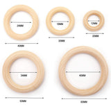 HULIANFU Unfinished Solid Wooden Rings 15-100MM Natural Wood Rings for Macrame DIY Crafts Wood Hoops Ornaments Connectors Jewelry Making