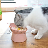 HULIANFU New Cat Bowl High Foot Dog Bowl Neck Protector Cat Pet Food Water Bowl Anti-overturning Binaural Pet Feeding Cup Pet Feeder Bowl