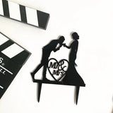HULIANFU MR&amp;MRS Acrylic Wedding &amp; Engagement Cake Topper Lover Valentine  Day Baking Decoration You&amp;me Anniversary Cake Party Favors