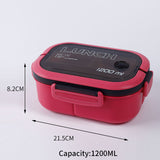 HULIANFU Lunch Box 2 Layers Grids Student Office Worker Microwave Hermetic Bento Box Outdoor Picnic Fruit Food Container with Fork Spoon