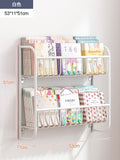 HULIANFU Simple Metal Bookshelf Iron Art Furniture Children  Picture Books Storage Rack Save Space Wall Hanging Shelf Bookcase Bedroom