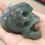 HULIANFU Natural Green Aventurine Pumpkin Skull Crystal Carving Healing Halloween Ornaments Gift Reiki Home Decoration 1pcs
