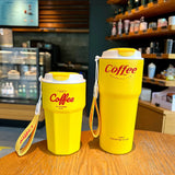 HULIANFU New Fashion 420ml/620ml Double Stainless Steel Coffee Mug Wtih Rope Portable Car Thermos Mug Vacuum Flask Travel Tumbler