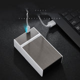 HULIANFU USB Double Arc Plasma Lighter Automatic Cigarette Case Metal Cigarette Boxes 20PCS Cigarette Holder Case Gadget For Men Gifts