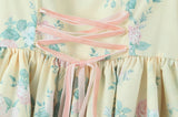 Hulianfu Women Summer Fashion Sweet Floral Print Mini Dress Vintage Square Collar Chic Wood Ear Princess Dresses