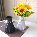 HULIANFU Nordic Flower Vase Ornament Home Plastic Vase White Imitation Ceramic Flower Pot Simple Flower Basket Decor Vases for Flowers