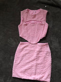 Hulianfu Pink Sleeveless 2 Piece Dress Set Sexy Cut Out Holiday Party Dresses Casual Cropped Top and Mini Skirt Women