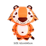 HULIANFU Jungle Cartoon Animal Balloon Rabbit Fox Penguin Hippo Tiger Crocodile Aluminum Foil Balloon Zoo Party Children  Toy