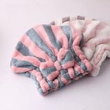 HULIANFU Microfiber Hair Towel Wrap for Women Stripe Absorbent Quick Dry Hair Turban for Drying Curly Long Thick Hair Hat Wrapped Towel