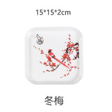 HULIANFU Spit Bones Bone Dish Household Melamine Plastic Dining Table Tray Dried Fruit Residue Snack Residue Dish Snack Dish Vinegar Dish