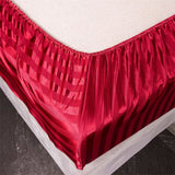 HULIANFU Luxury Jacquard Satin Stripe Silk Bed Sheet Set King Size High End Soft Smooth Queen Fitted Sheets with Elastic Band Bedsheet