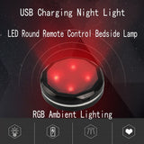 HULIANFU LED Under Cabinet Lighing Rechargeable Puck Light Closet Lights With Remote Counter Bookshelf Portable Round RGB Night Light