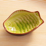 HULIANFU Japanese Leaf Ceramic Sauce Dish Kitchen Seasoning Plate Ice Cracked Glaze Sauce Small Dishes Fish Shaped Bowl For Kitchen