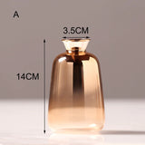 HULIANFU Modern Electroplated Gold Glass Vase Hydroponics Small Vases Dried Flower Decor Tabletop Containers Wedding Home Decoration