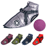 HULIANFU Large Pet Dog Jacket With Harness Winter Warm Dog Clothes For Labrador Waterproof Big Dog Coat Chihuahua French Bulldog Outfits