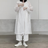 Hulianfu Jackets Women Hooded Chic Solid Breathable Casual Summer Simple Sun-proof Harajuku Long Style Streetwear Baggy Mujer Clothing