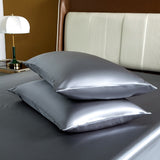 HULIANFU Satin Silk Bedding Sheet Set Solid Color Fitted Sheet Set Single Double King Size Bed Sheet Set Luxury Rayon Flat Sheet Set