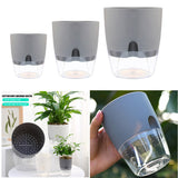 HULIANFU Watering Planter Handmade 2 Layer Self Watering Plant Flower Pot With Water Container Round Flowerpot Home Garden Decor