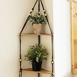 HULIANFU Macrame Wall Shelf Bohemian Home Decor Triangle Shelves Wall Decor Plant Hanger Candle Holder For Living Room Bedroom Decoration