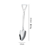 HULIANFU Stainless Steel Coffee Tea Spoon Creative Retro Shovel Scoop for Dinner Ice Cream Dessert Watermelon Kitchen Tableware Bar Tool