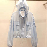 Hulianfu Summer Women Hooded Beach UV Jacket Female Long Sleeve Sun Protection Clothing Ladies Pink Sunscreen Casual Top