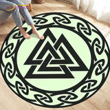 HULIANFU Viking Valknut Yggdrasil Tree of Life Area Rug Round Carpets Rugs for Living Room Bedroom Foot Pad Decoration,Non-slip Floor Mat